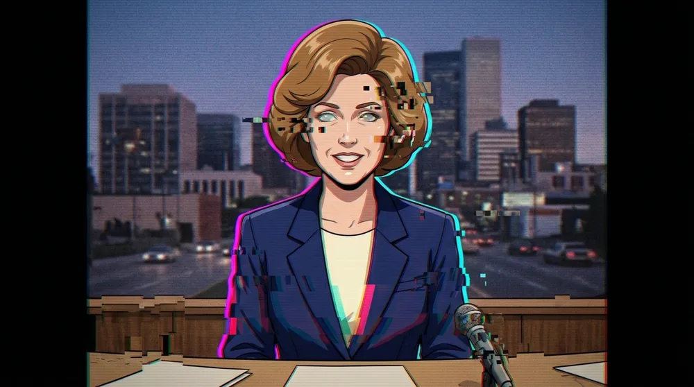 Diane Vale, prime anchor at the Meatware Nightly anchor desk